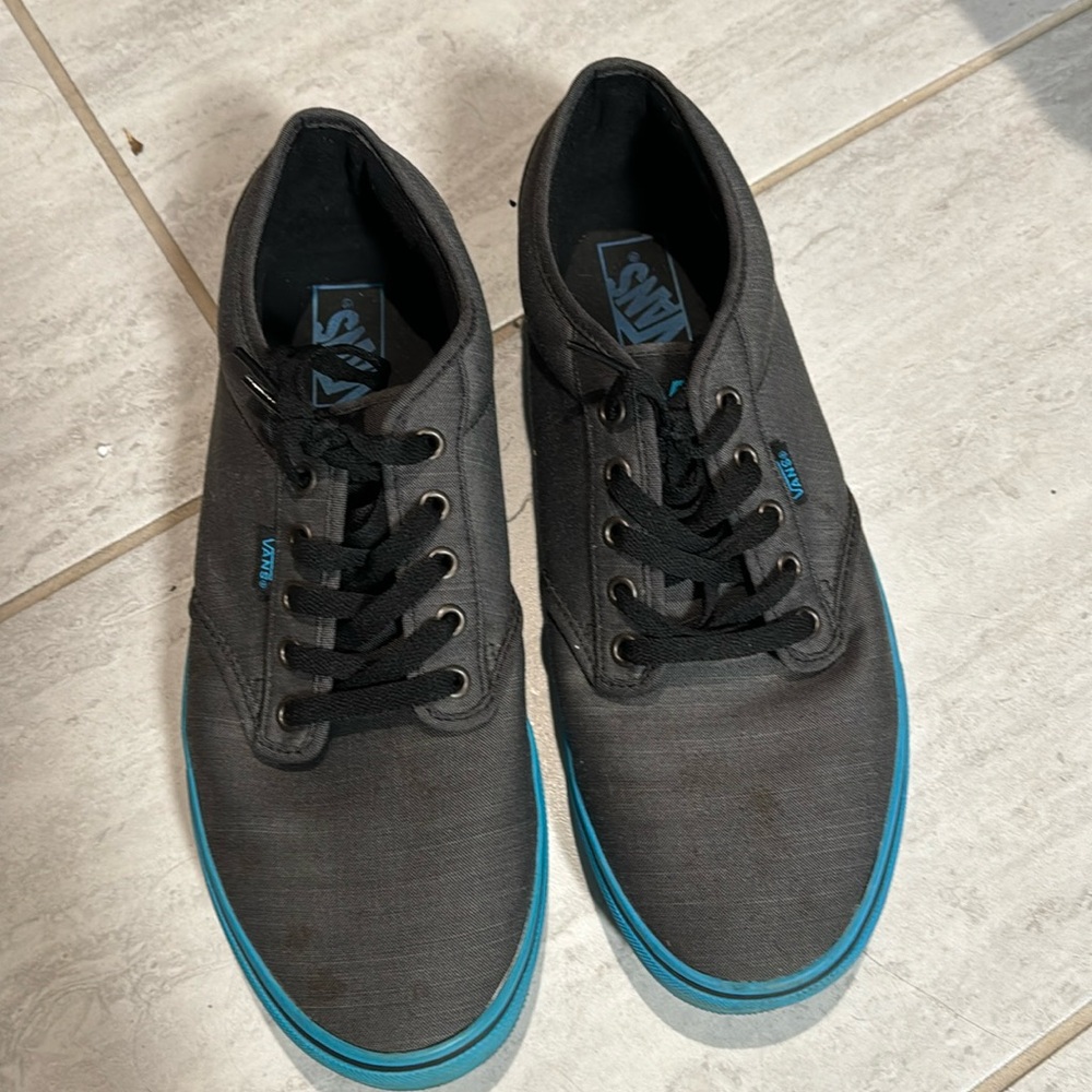 Gray and turquoise Vans